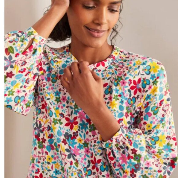BODEN Kitty Smocked Neck Blouse Size US 8 - Picture 4 of 11